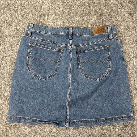 Lee Denim Skirt WMNS M Medium Wash Mid-Rise Stretch Casual Classic Everyday - Picture 2 of 12